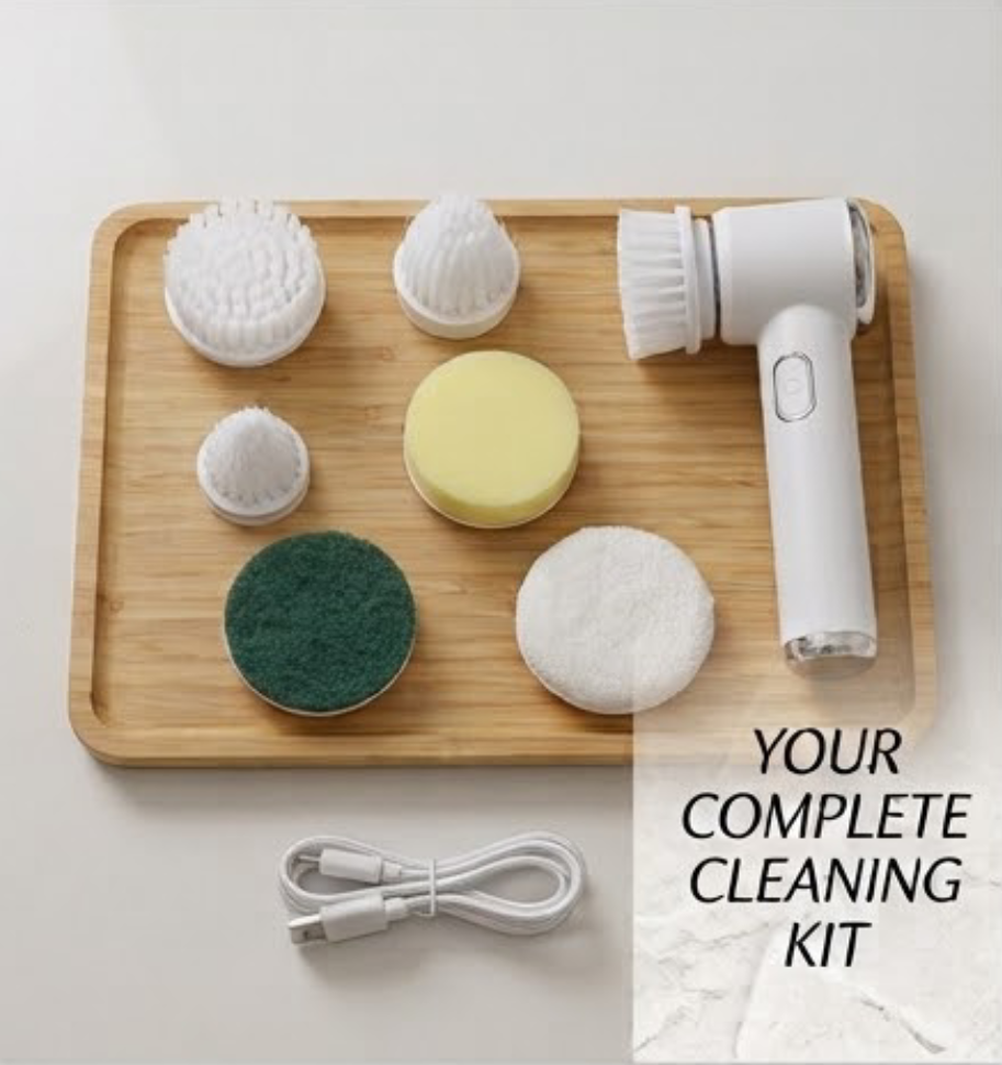 Cordless Rotating Electric Cleaning Brush (5 Interchangeable Brush Heads)