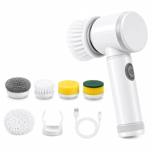 Cordless Rotating Electric Cleaning Brush (5 Interchangeable Brush Heads)